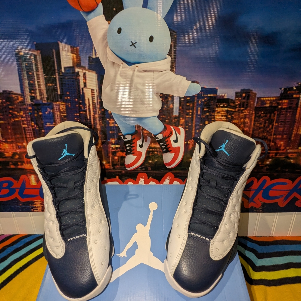 Air Jordan Retro Sneakers in Navy and White